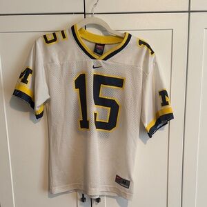 Nike Kids White Football Jersey with Yellow & Navy Accents, Number 15